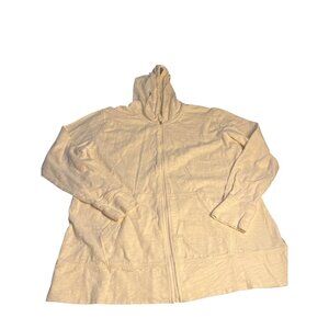 Eddie Bauer Women L cream Full-Zip Hoodie Jacket 100% Cotton  Lightweight Design